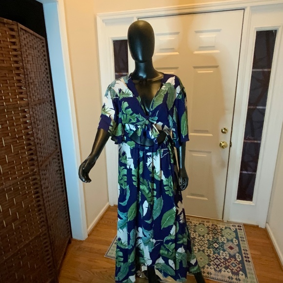 Shein WomenTropical print High Low Maxi Dress - Picture 2 of 7